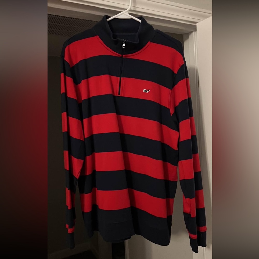 Vineyard vines Mens Size Large Red And Navy Quarter Zip